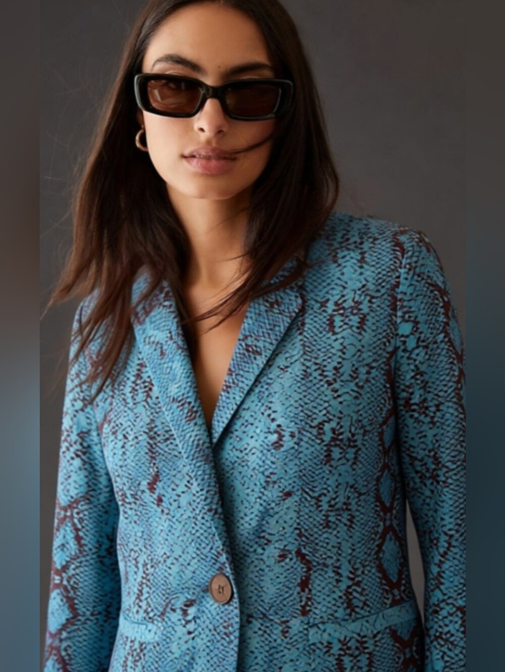 Jealous Tomato Teal Green Snake Print Blazer